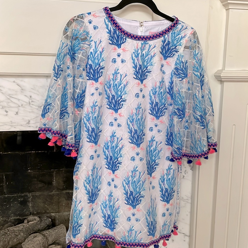 Lilly Pulitzer Jackelin Dress Seaspray Off Shore Bell Sleeve